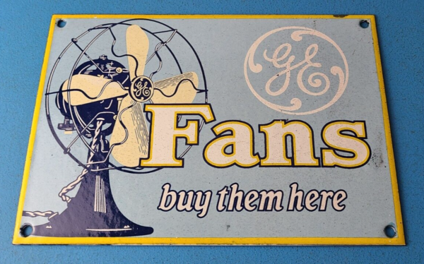 Vintage General Electric Sign Fans Gas Pump Service Station Porcelain Sign 305778796173