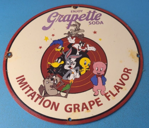 Vintage Grapette Soda Sign Porcelain Grape Flavor Cola Beverage Gas Pump Sign 305870049213