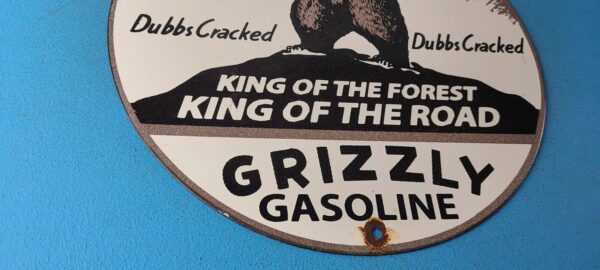 Vintage Grizzly Porcelain Gasoline Service Station Automotive Gas Pump Sign 305365779283 6
