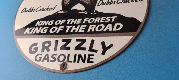 Vintage Grizzly Porcelain Gasoline Service Station Automotive Gas Pump Sign 305365779283 9