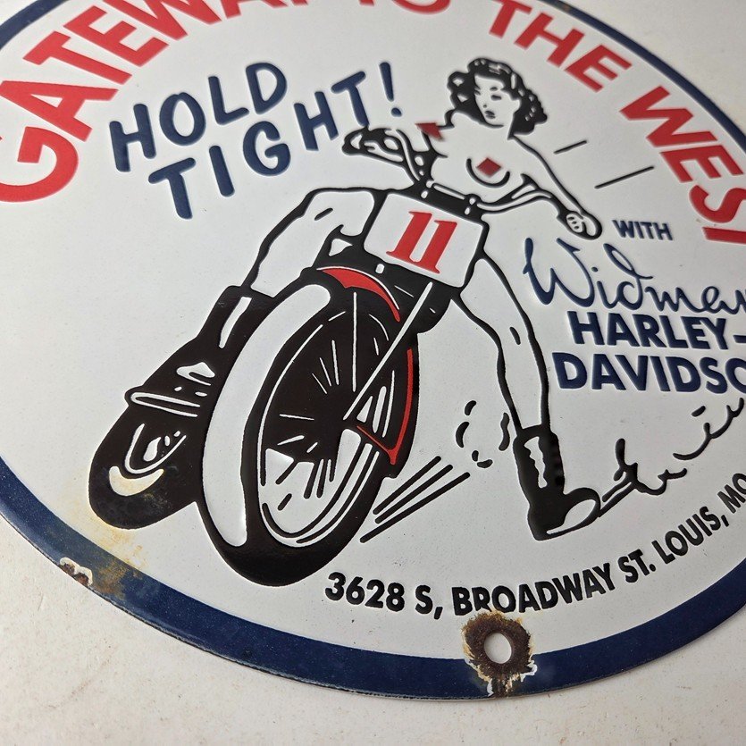 Vintage Harley Davidson Motorcycles Sign - 11 3/4" Gas Pump Porcelain Sign - Image 11