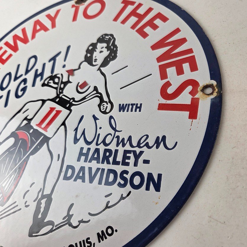 Vintage Harley Davidson Motorcycles Sign - 11 3/4" Gas Pump Porcelain Sign - Image 13