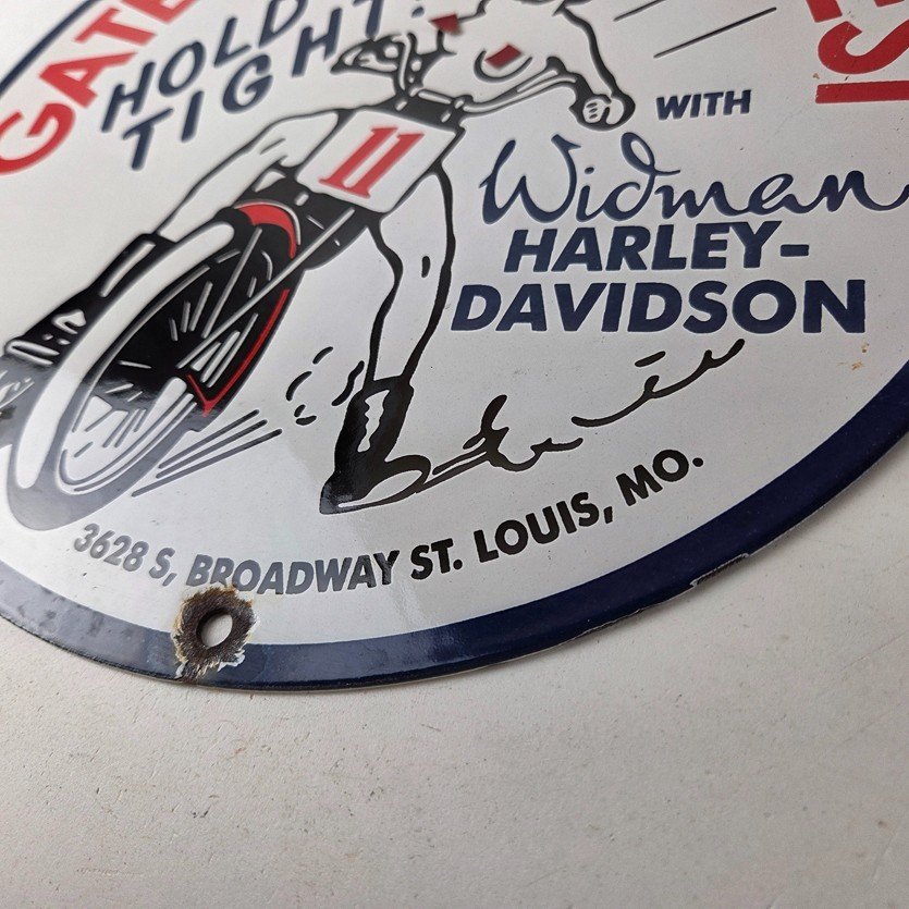 Vintage Harley Davidson Motorcycles Sign - 11 3/4" Gas Pump Porcelain Sign - Image 14