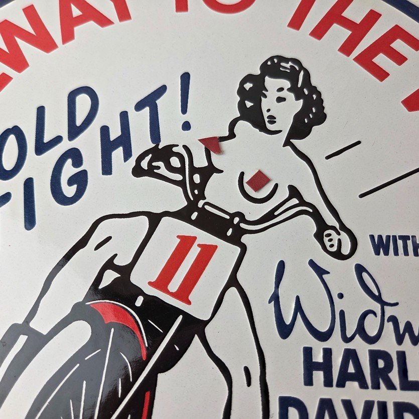 Vintage Harley Davidson Motorcycles Sign - 11 3/4" Gas Pump Porcelain Sign - Image 3