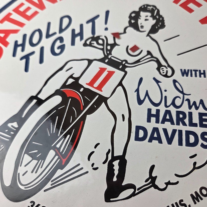 Vintage Harley Davidson Motorcycles Sign - 11 3/4" Gas Pump Porcelain Sign - Image 4