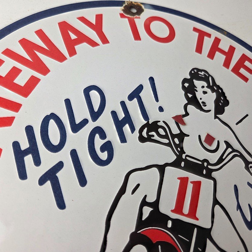 Vintage Harley Davidson Motorcycles Sign - 11 3/4" Gas Pump Porcelain Sign - Image 5