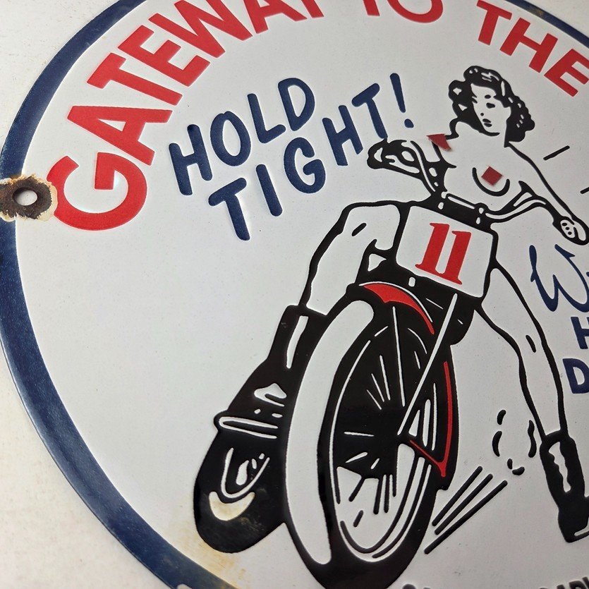 Vintage Harley Davidson Motorcycles Sign - 11 3/4" Gas Pump Porcelain Sign - Image 6