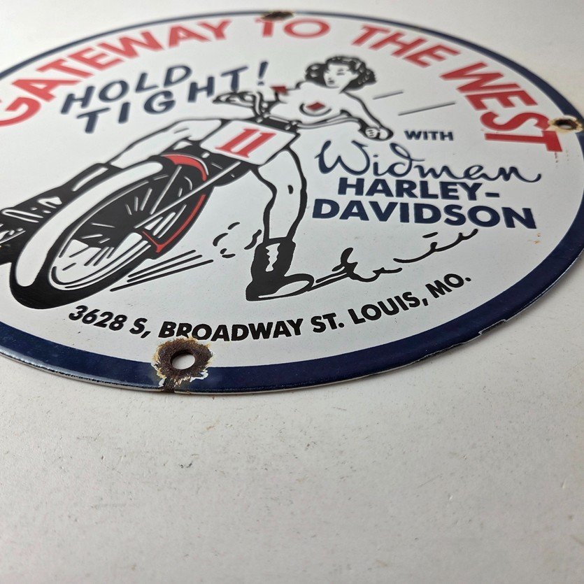 Vintage Harley Davidson Motorcycles Sign - 11 3/4" Gas Pump Porcelain Sign - Image 10