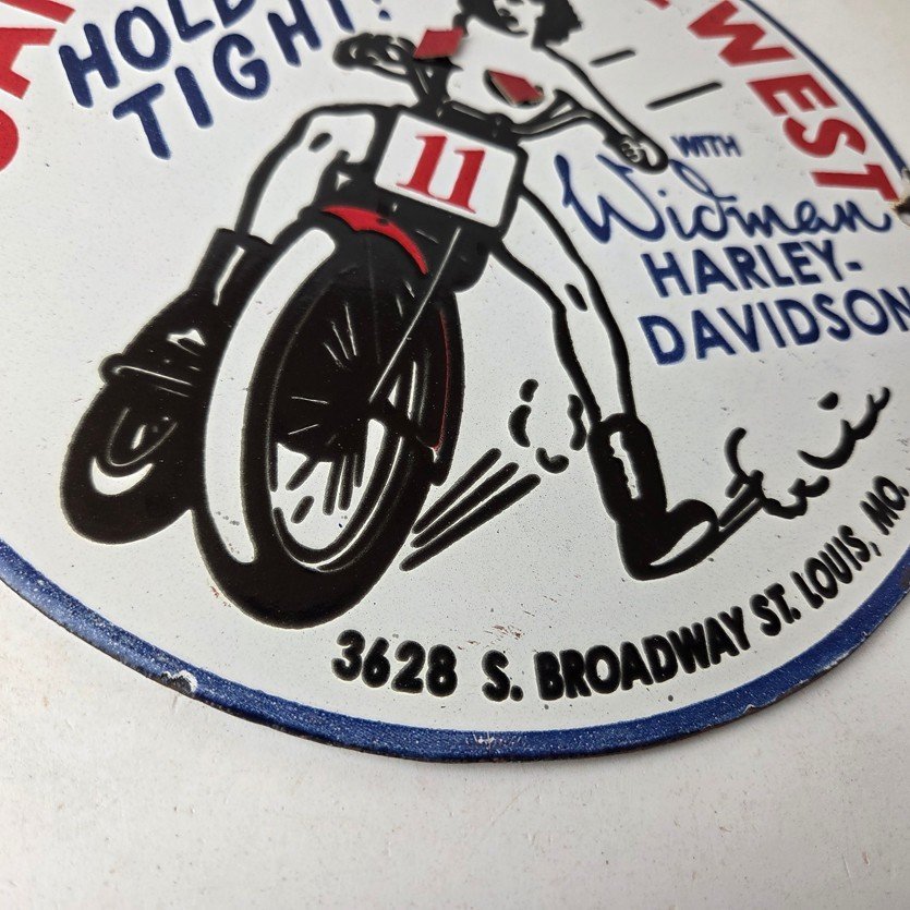 Vintage Harley Davidson Motorcycles Sign - Gateway West Gas Pump Porcelain Sign - Image 11