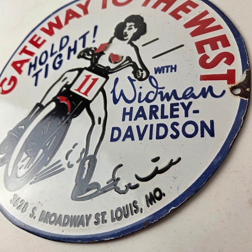 Vintage Harley Davidson Motorcycles Sign - Gateway West Gas Pump Porcelain Sign - Image 13