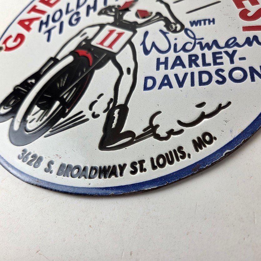 Vintage Harley Davidson Motorcycles Sign - Gateway West Gas Pump Porcelain Sign - Image 14