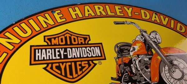 Vintage Harley Davidson Motorcycles Sign - Genuine Parts Gas Pump Porcelain Sign - Image 5