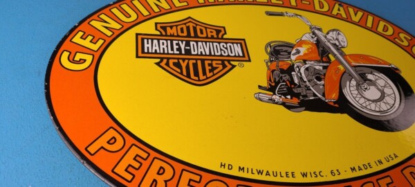 Vintage Harley Davidson Motorcycles Sign - Genuine Parts Gas Pump Porcelain Sign - Image 6