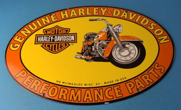 Vintage Harley Davidson Motorcycles Sign - Genuine Parts Gas Pump Porcelain Sign