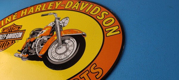 Vintage Harley Davidson Motorcycles Sign - Genuine Parts Gas Pump Porcelain Sign - Image 9