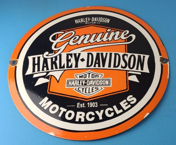 Vintage Harley Davidson Motorcycles Sign Porcelain Large ManCave Gas Pump Sig