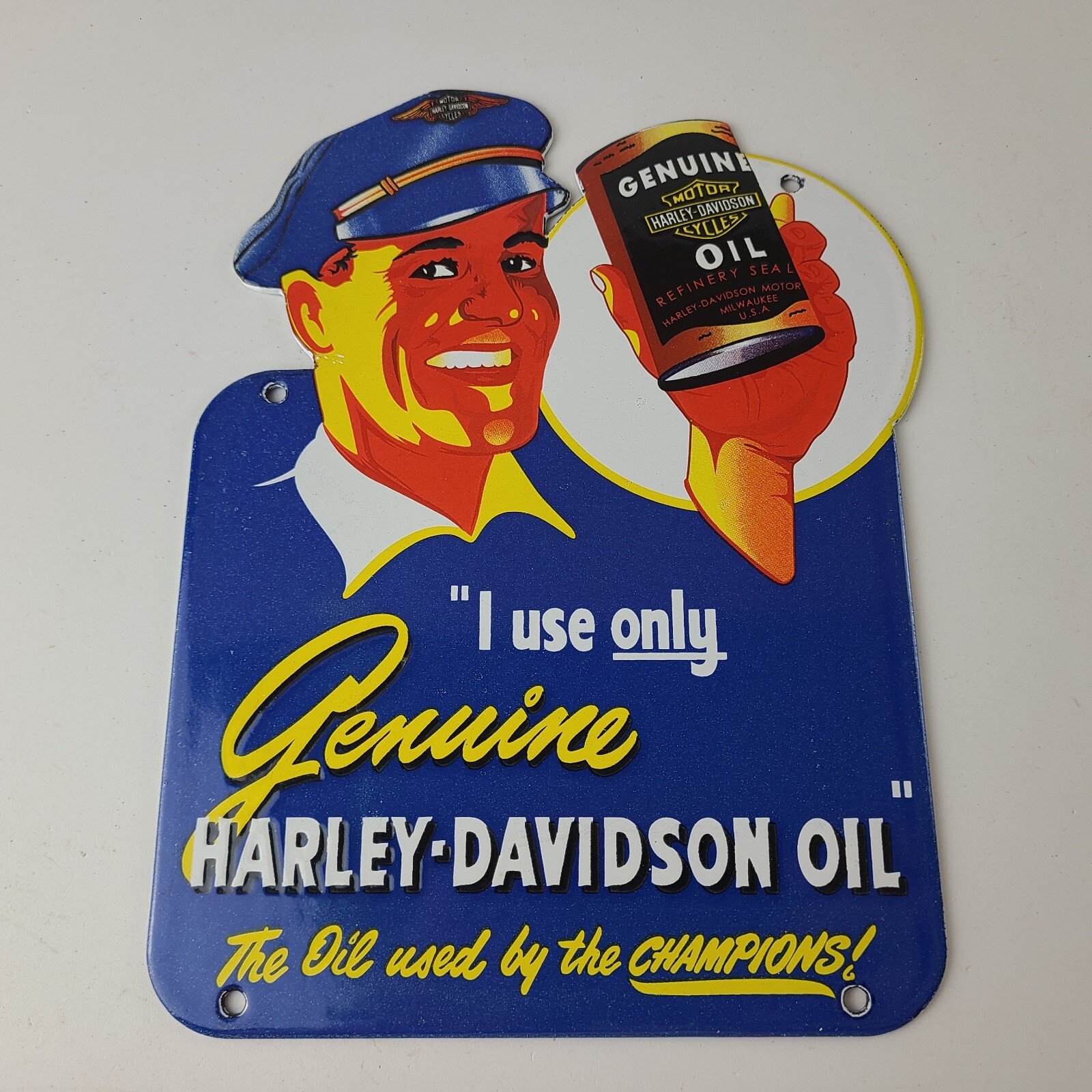 Vintage Harley Davidson Motorcycles Sign - Porcelain Oil Can Gas Station Sign - Image 12