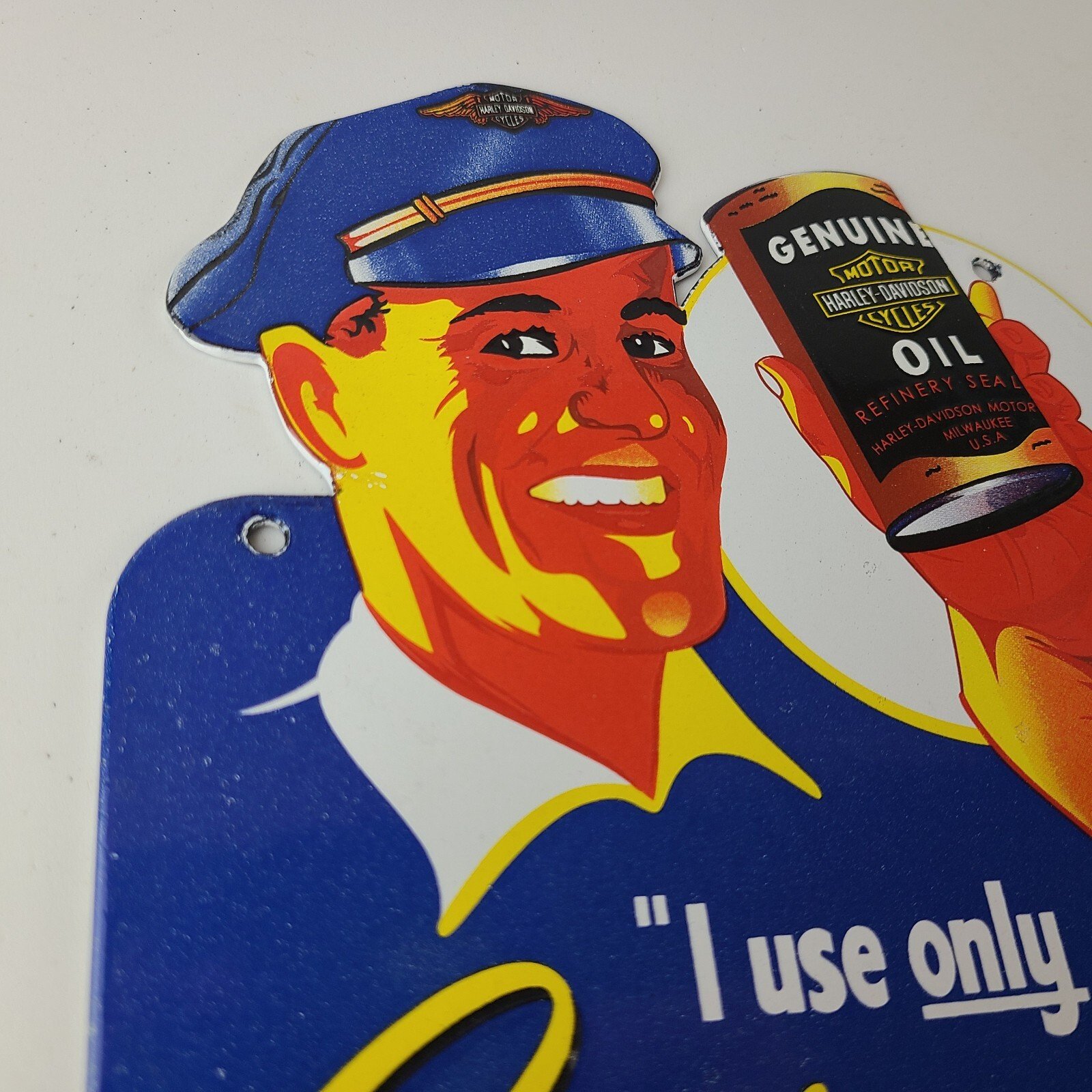 Vintage Harley Davidson Motorcycles Sign - Porcelain Oil Can Gas Station Sign - Image 5