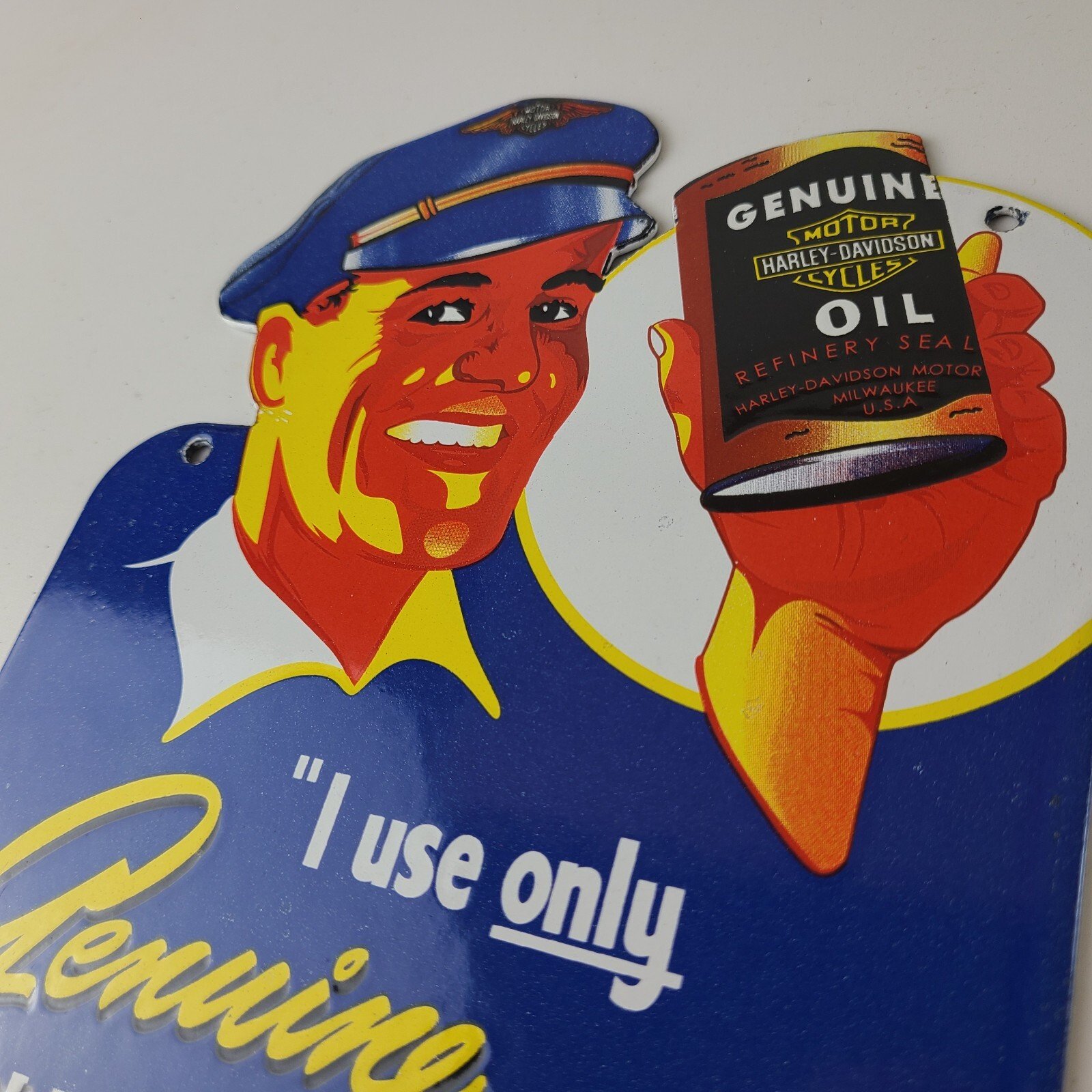 Vintage Harley Davidson Motorcycles Sign - Porcelain Oil Can Gas Station Sign - Image 8