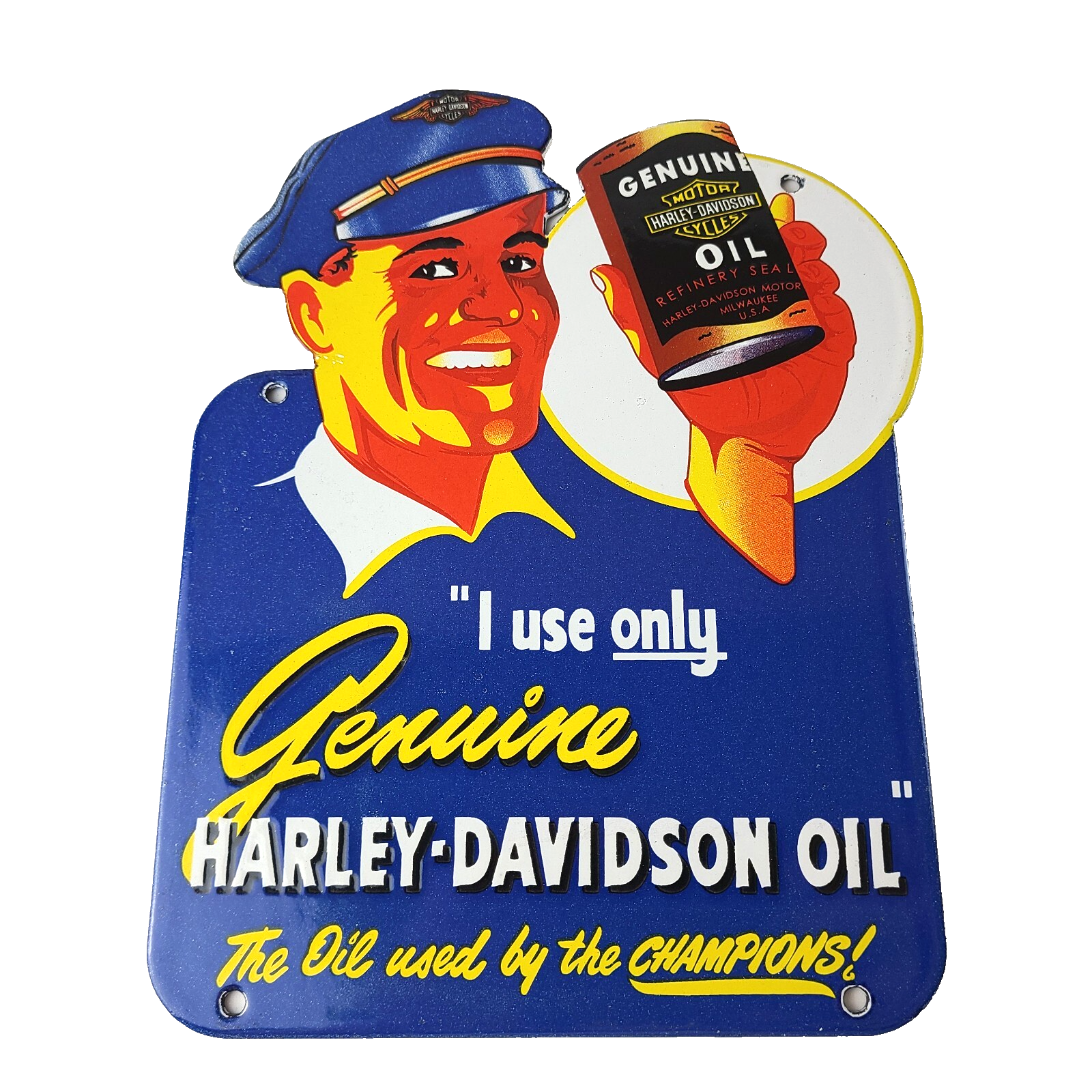 Vintage Harley Davidson Motorcycles Sign - Porcelain Oil Can Gas Station Sign