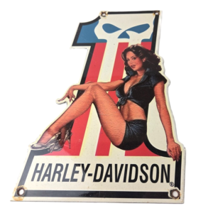 Vintage Harley Davidson Motorcycles Sign - Punisher American Gas Porcelain Sign