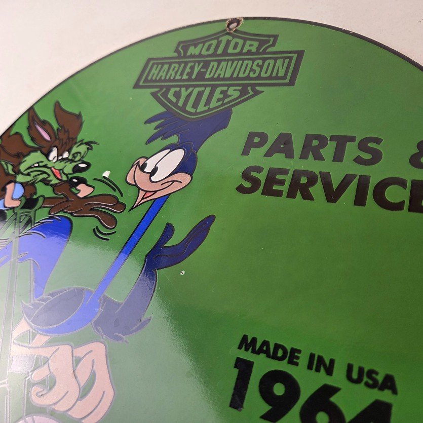 Vintage Harley Davidson Motorcycles Sign - Road Runner Porcelain Gas Pump Sign - Image 12