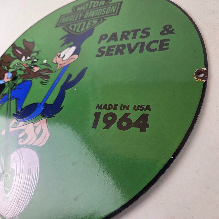 Vintage Harley Davidson Motorcycles Sign - Road Runner Porcelain Gas Pump Sign - Image 13