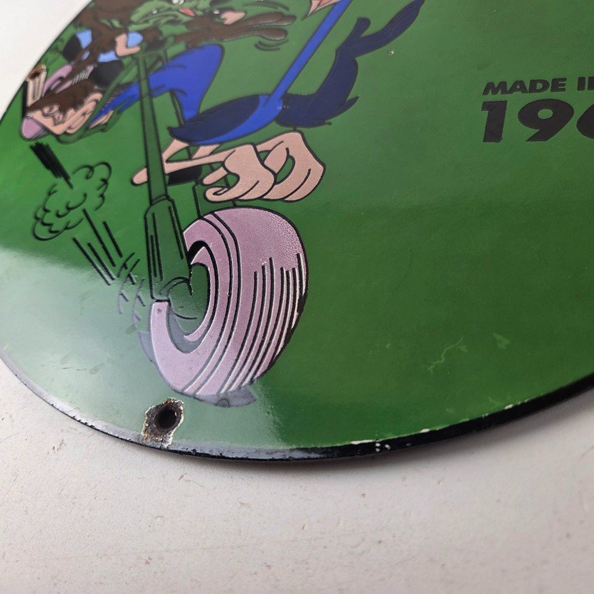 Vintage Harley Davidson Motorcycles Sign - Road Runner Porcelain Gas Pump Sign - Image 14