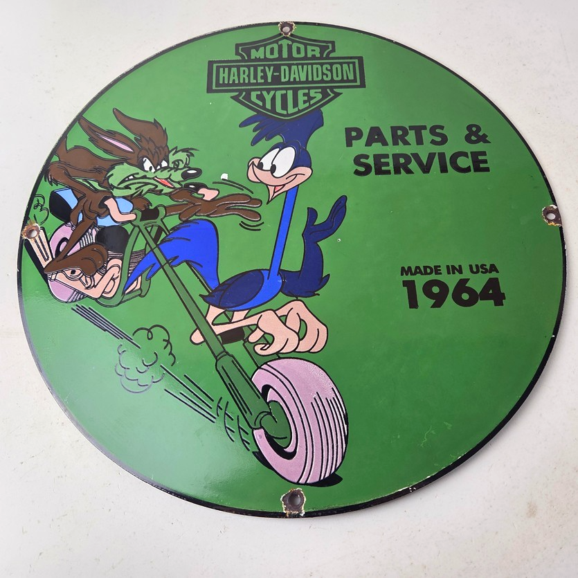 Vintage Harley Davidson Motorcycles Sign - Road Runner Porcelain Gas Pump Sign - Image 15