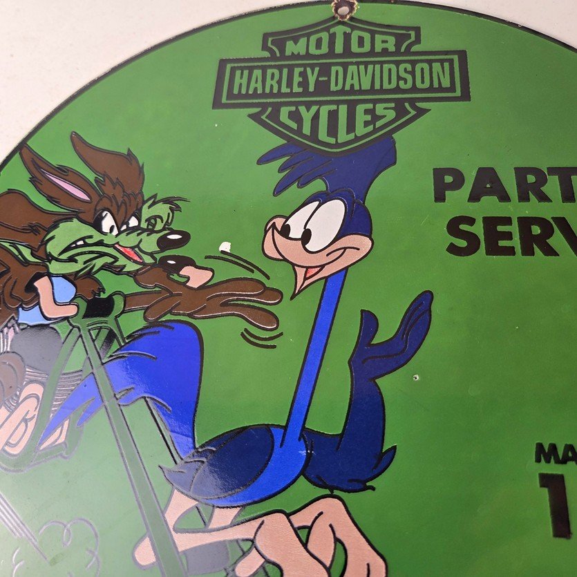 Vintage Harley Davidson Motorcycles Sign - Road Runner Porcelain Gas Pump Sign - Image 3