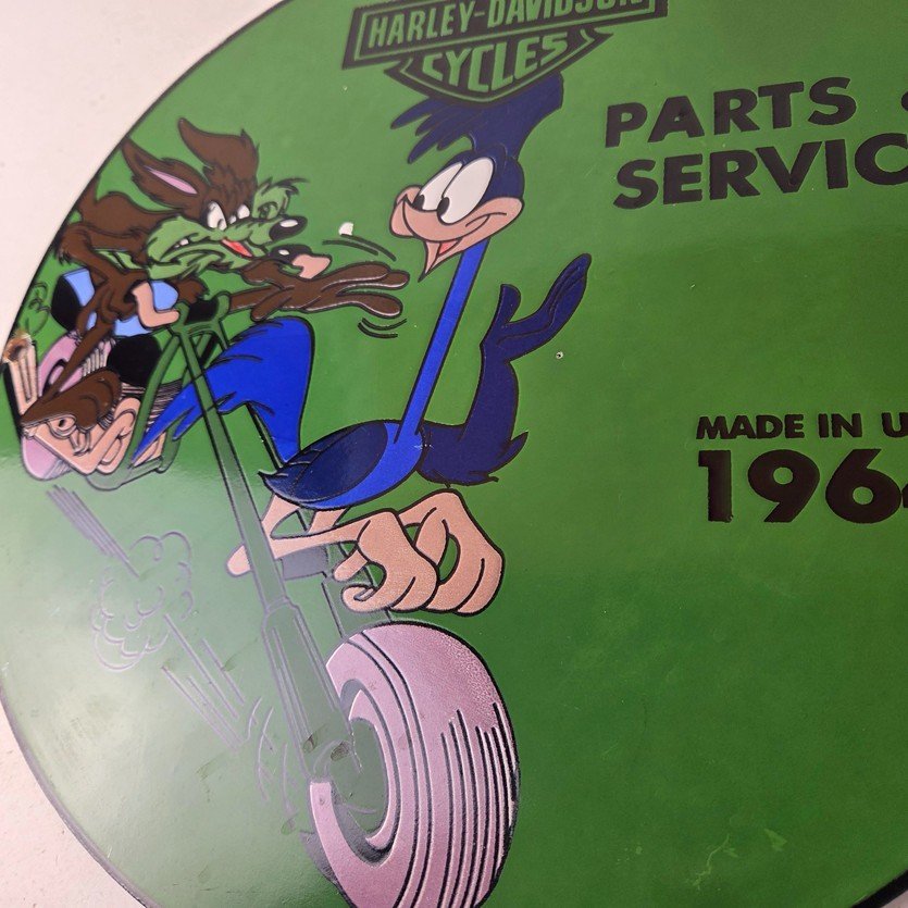 Vintage Harley Davidson Motorcycles Sign - Road Runner Porcelain Gas Pump Sign - Image 4