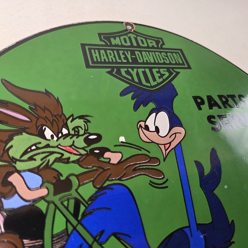 Vintage Harley Davidson Motorcycles Sign - Road Runner Porcelain Gas Pump Sign - Image 5