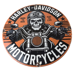 Vintage Harley Davidson Sign - Motorcycles Skull Biker Gas Pump Porcelain Sign