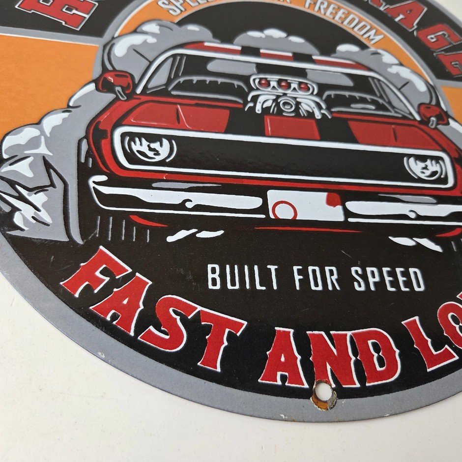 Vintage Hot Rod Shop Sign - Fast & Loud Mechanic Auto Gas Pump Porcelain Sign - Image 7