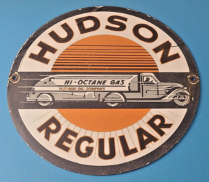 Vintage Hudson Gasoline Sign Gas Station Pump Porcelain Advertising Sign 305884976733