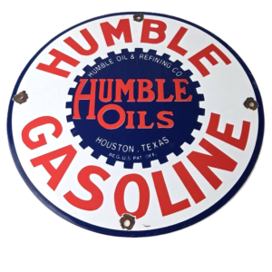 Vintage Humble Gasoline Sign - Gas Motor Oil Pump Porcelain Sign