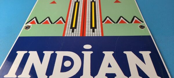 Vintage Indian Gasoline Porcelain Sign - Americana Chief Large Gas Pump Sign - Image 13