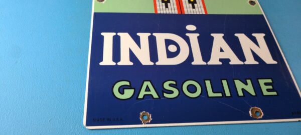 Vintage Indian Gasoline Porcelain Sign - Americana Chief Large Gas Pump Sign - Image 7