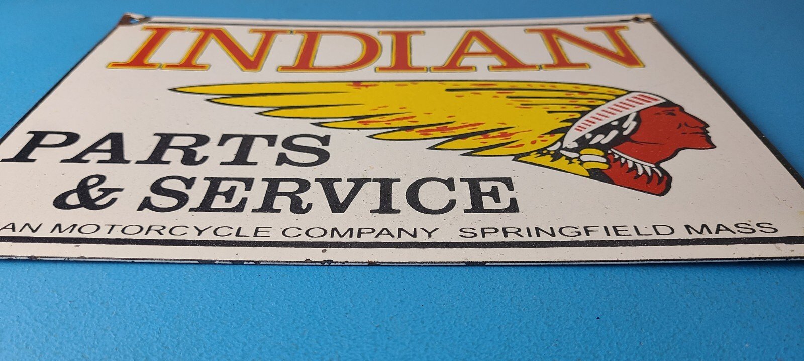 Vintage Indian Motorcycles Sign - Motor Bike Service Parts Gas Porcelain Sign - Image 11