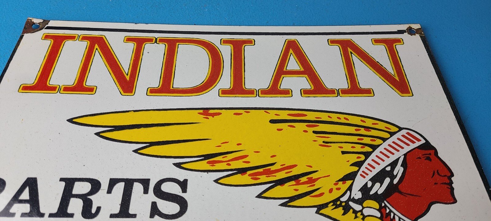 Vintage Indian Motorcycles Sign - Motor Bike Service Parts Gas Porcelain Sign - Image 12