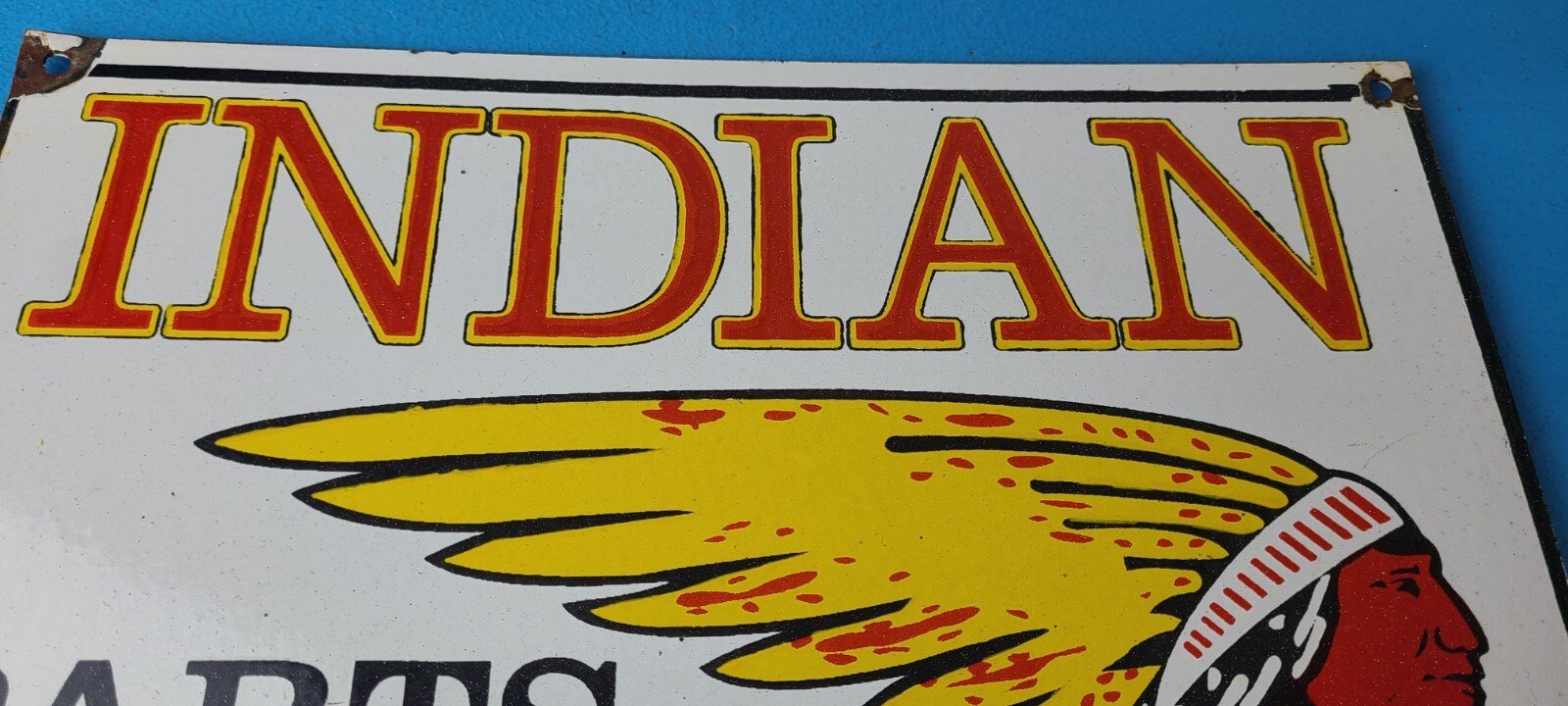 Vintage Indian Motorcycles Sign - Motor Bike Service Parts Gas Porcelain Sign - Image 3