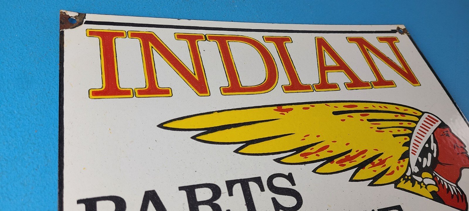 Vintage Indian Motorcycles Sign - Motor Bike Service Parts Gas Porcelain Sign - Image 5