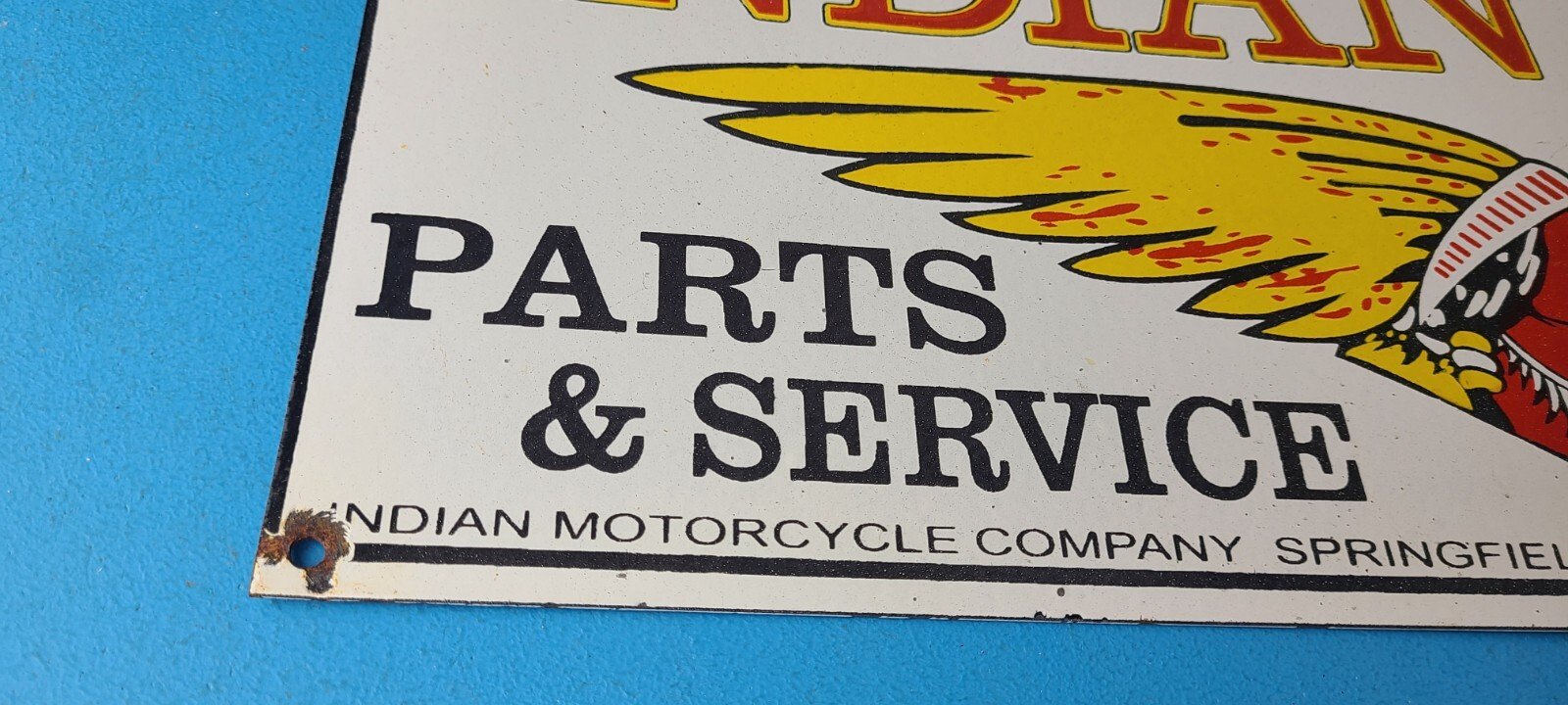 Vintage Indian Motorcycles Sign - Motor Bike Service Parts Gas Porcelain Sign - Image 7