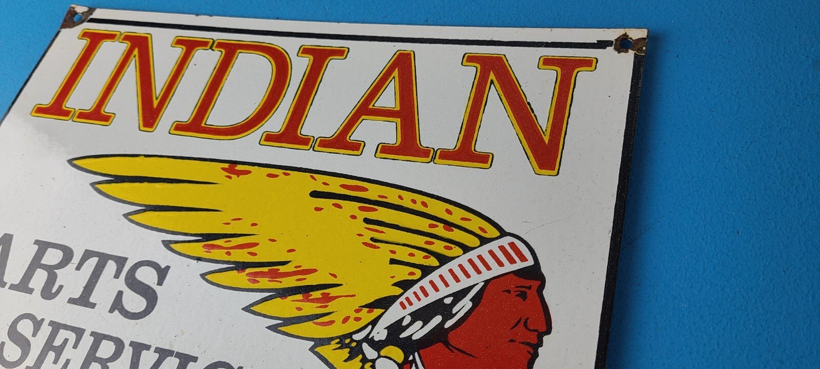 Vintage Indian Motorcycles Sign - Motor Bike Service Parts Gas Porcelain Sign - Image 8