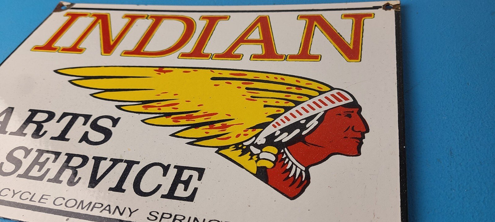 Vintage Indian Motorcycles Sign - Motor Bike Service Parts Gas Porcelain Sign - Image 9