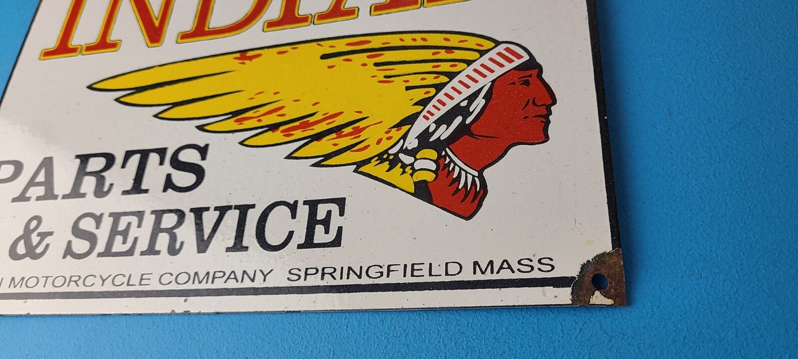 Vintage Indian Motorcycles Sign - Motor Bike Service Parts Gas Porcelain Sign - Image 10