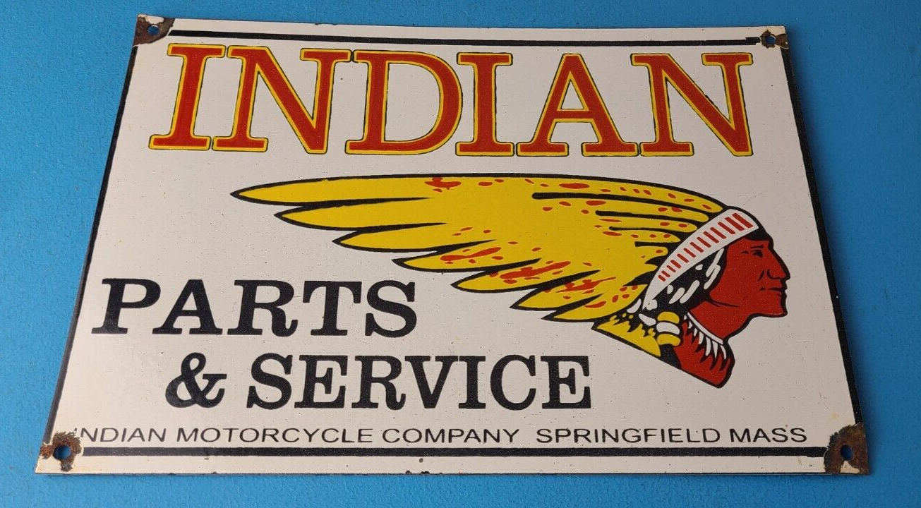 Vintage Indian Motorcycles Sign - Motor Bike Service Parts Gas Porcelain Sign