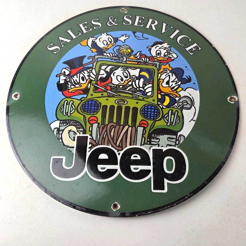 Vintage Jeep Porcelain Sign - Garage Shop Gas Service Station Pump Plate Sign - Image 15