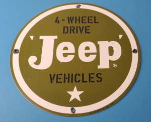 Vintage Jeep Vehicles Sign Army Gas Pump Porcelain Sign 305931196853