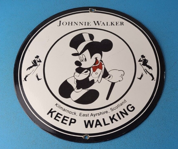 Vintage Johnnie Walker Sign Adult Beverage Tuxedo Mickey Porcelain Gas Sign 305730473843